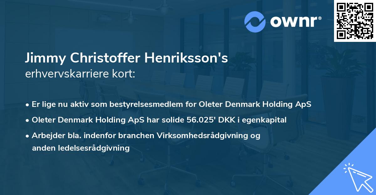 Jimmy Christoffer Henriksson's erhvervskarriere kort