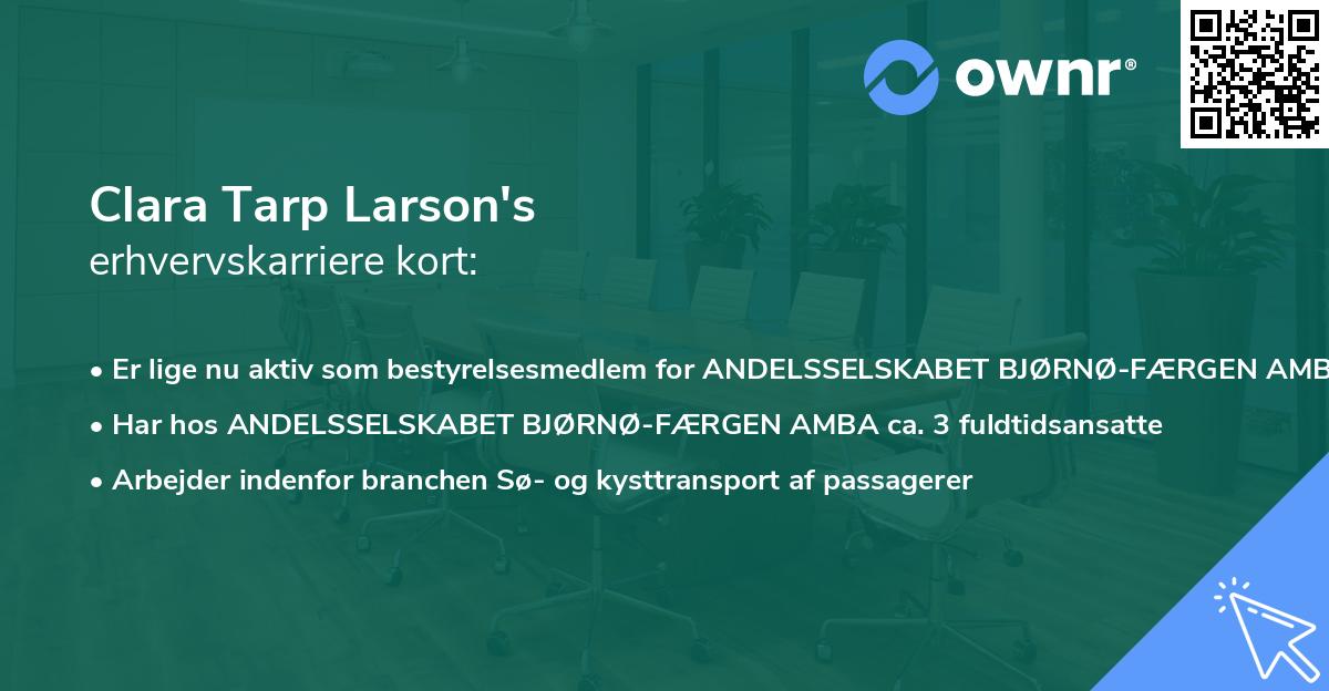 Clara Tarp Larson's erhvervskarriere kort