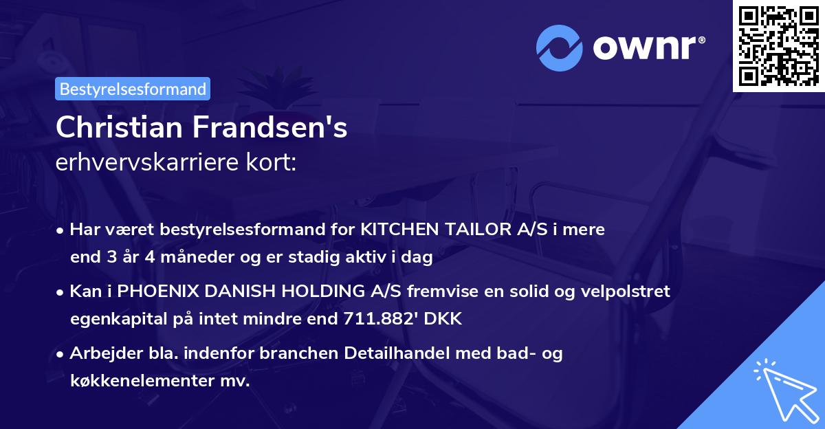 Christian Frandsen's erhvervskarriere kort