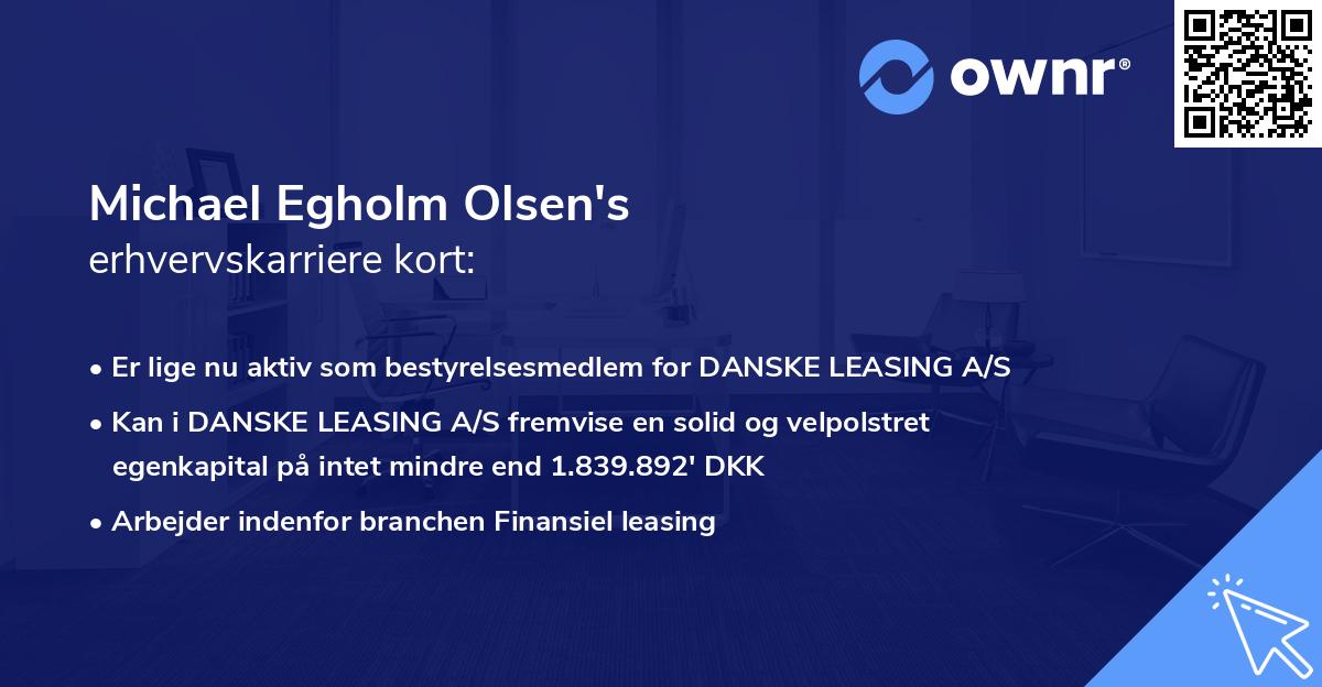 Michael Egholm Olsen's erhvervskarriere kort