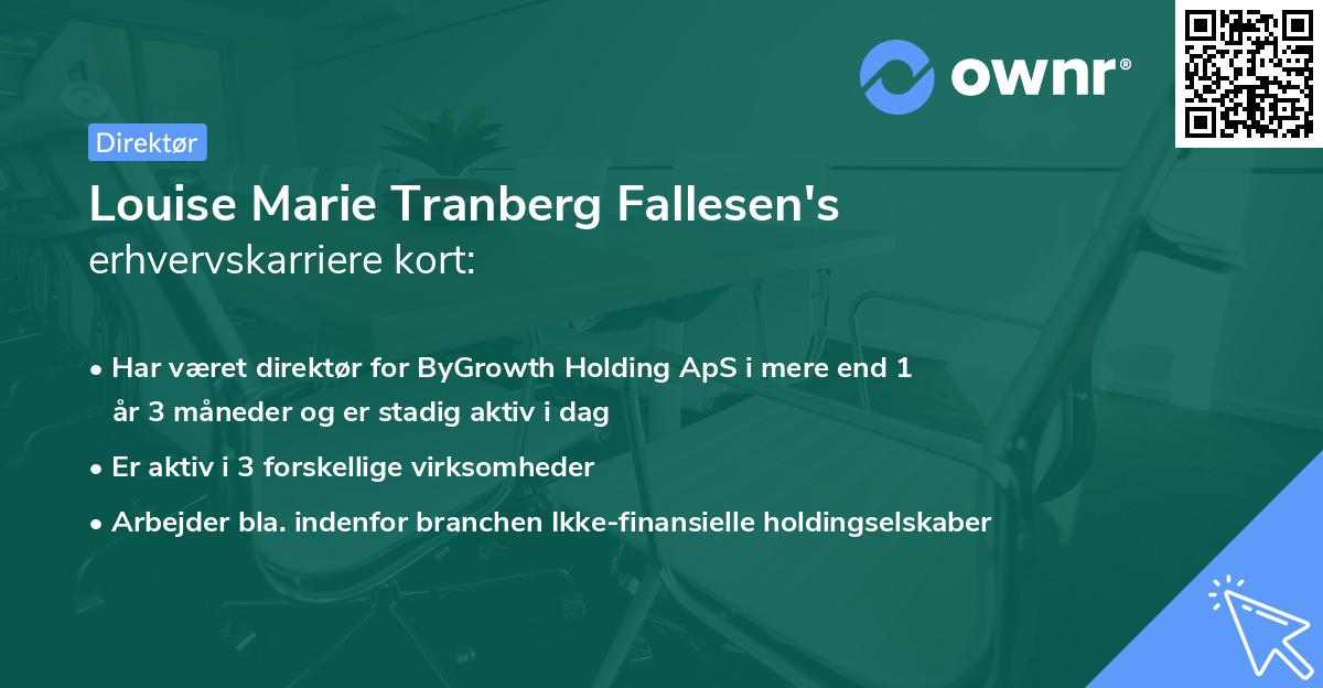 Louise Marie Tranberg Fallesen's erhvervskarriere kort
