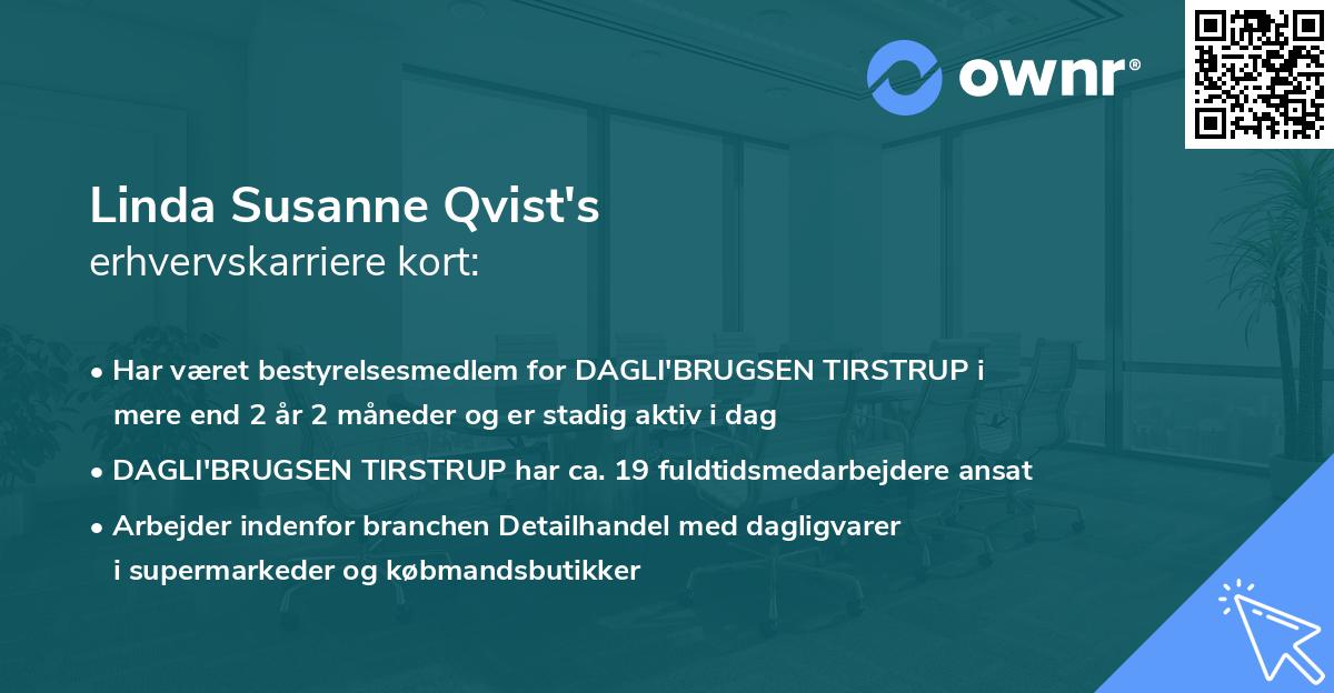 Linda Susanne Qvist's erhvervskarriere kort