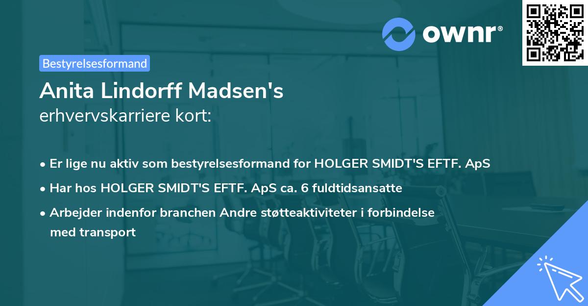 Anita Lindorff Madsen's erhvervskarriere kort