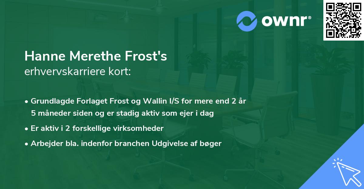 Hanne Merethe Frost's erhvervskarriere kort