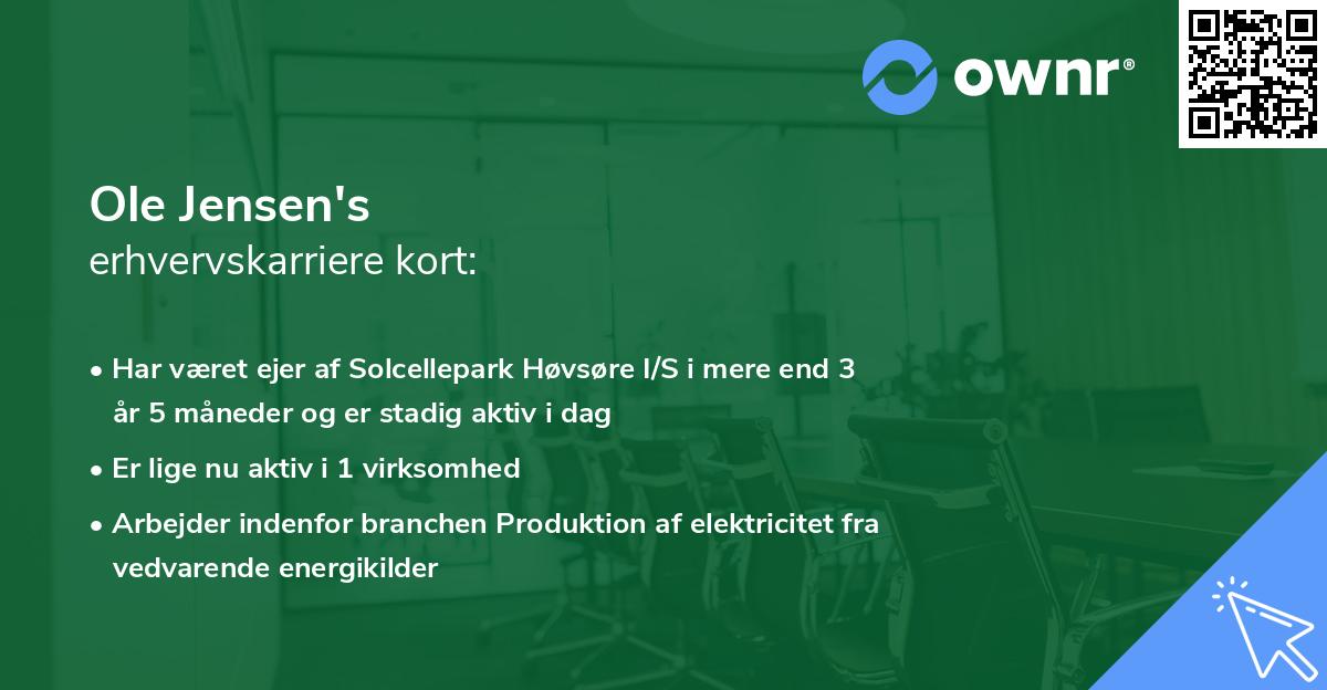 Ole Jensen's erhvervskarriere kort