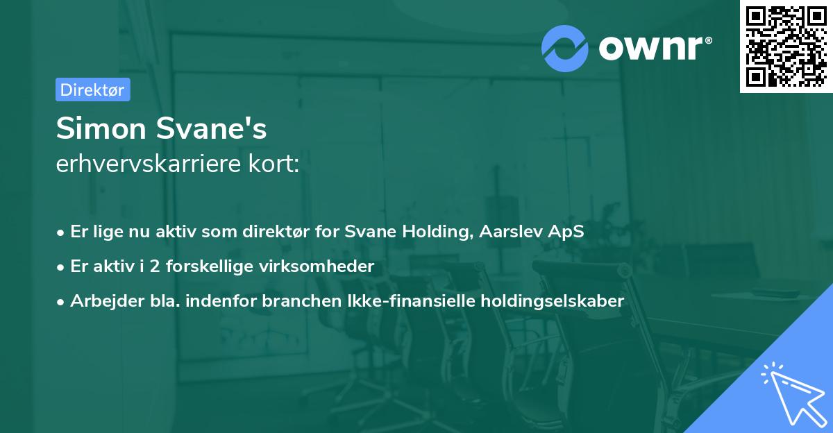 Simon Svane's erhvervskarriere kort