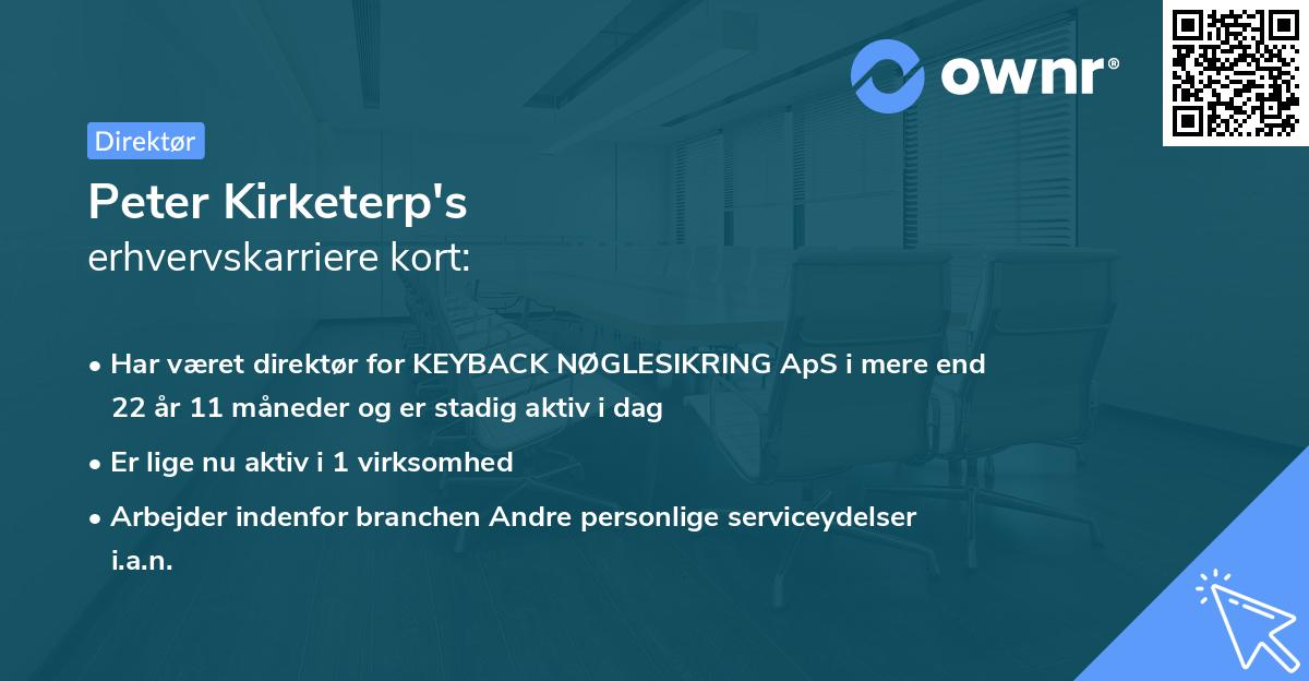 Peter Kirketerp's erhvervskarriere kort
