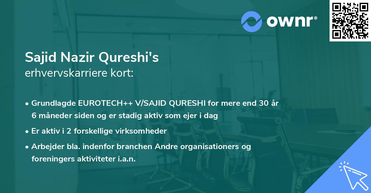 Sajid Nazir Qureshi's erhvervskarriere kort