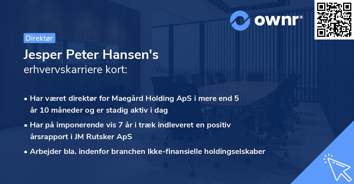 Jesper Peter Hansen's erhvervskarriere kort
