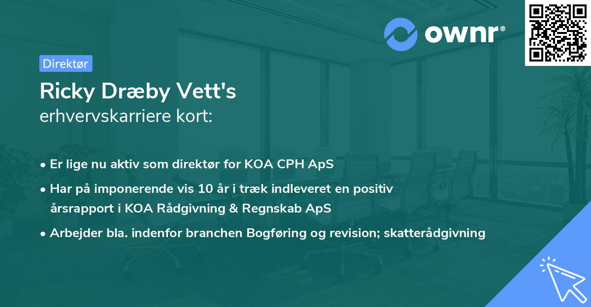 Ricky Dræby Vett's erhvervskarriere kort