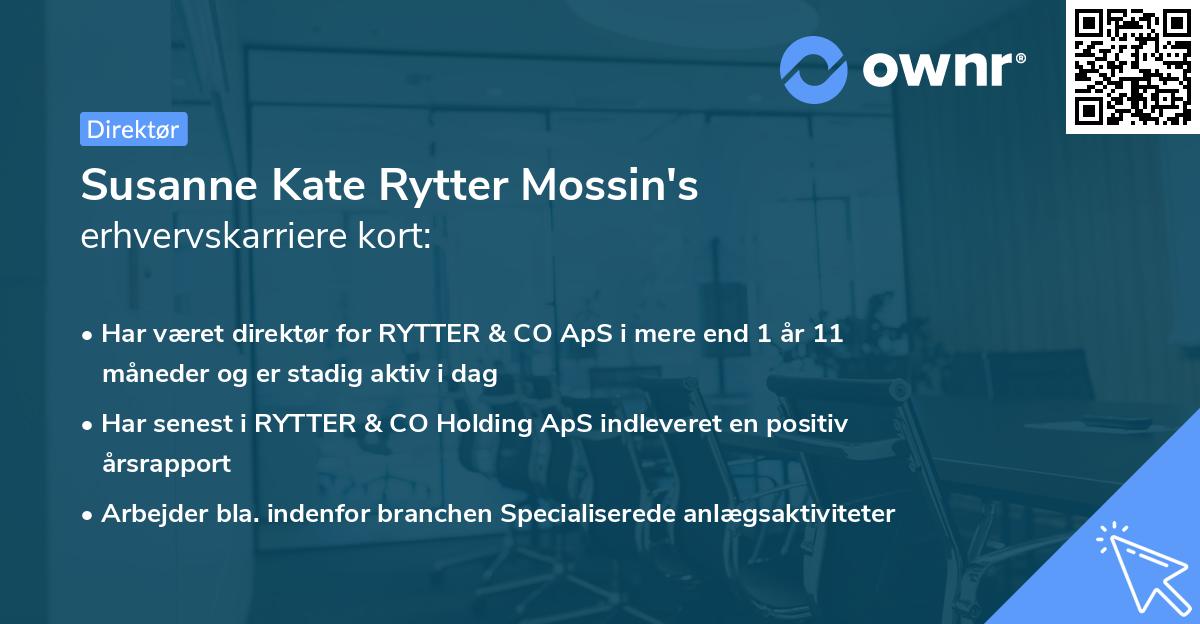 Susanne Kate Rytter Mossin's erhvervskarriere kort
