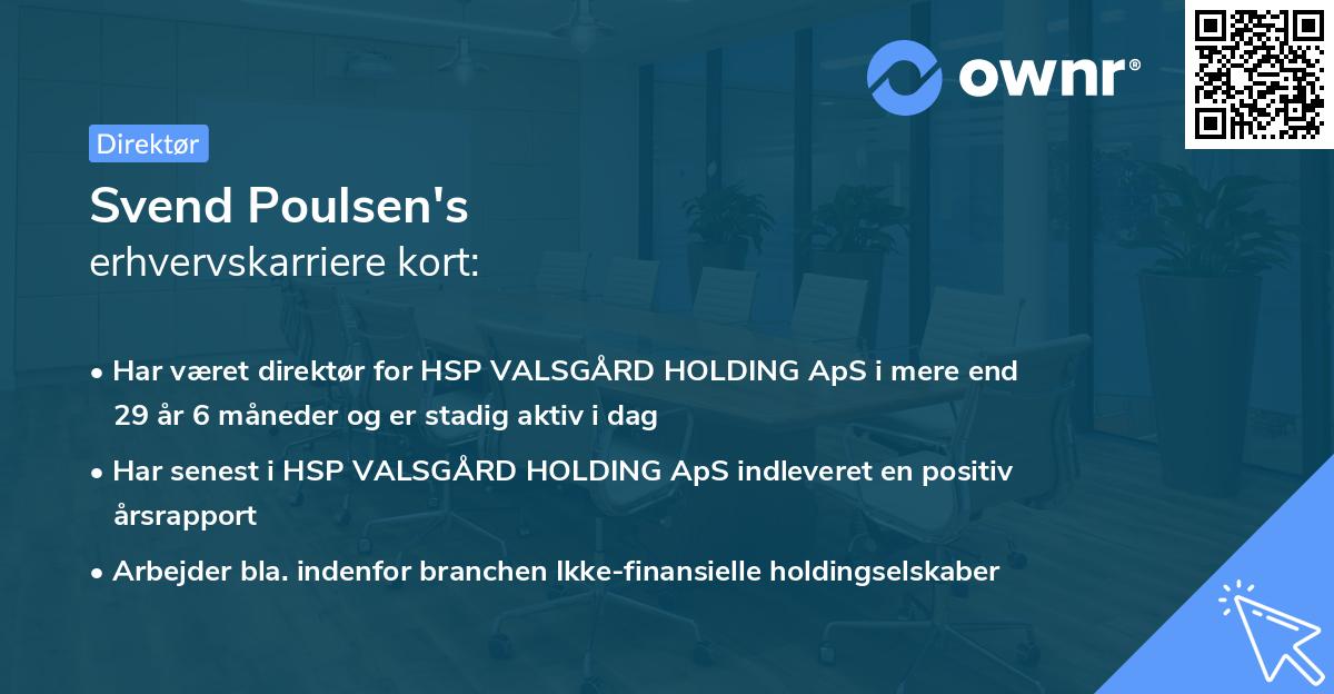 Svend Poulsen's erhvervskarriere kort