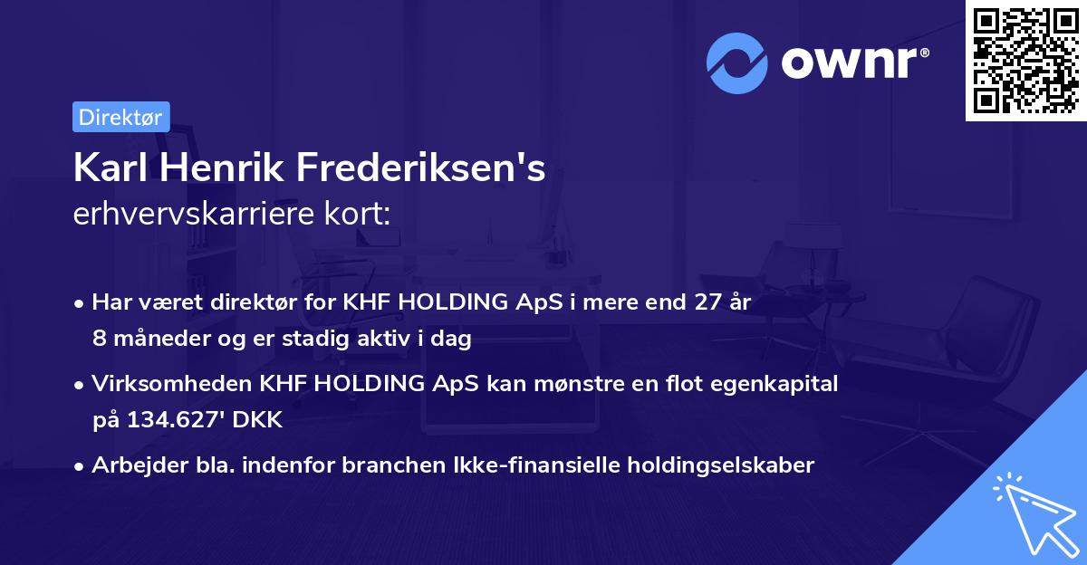 Karl Henrik Frederiksen's erhvervskarriere kort