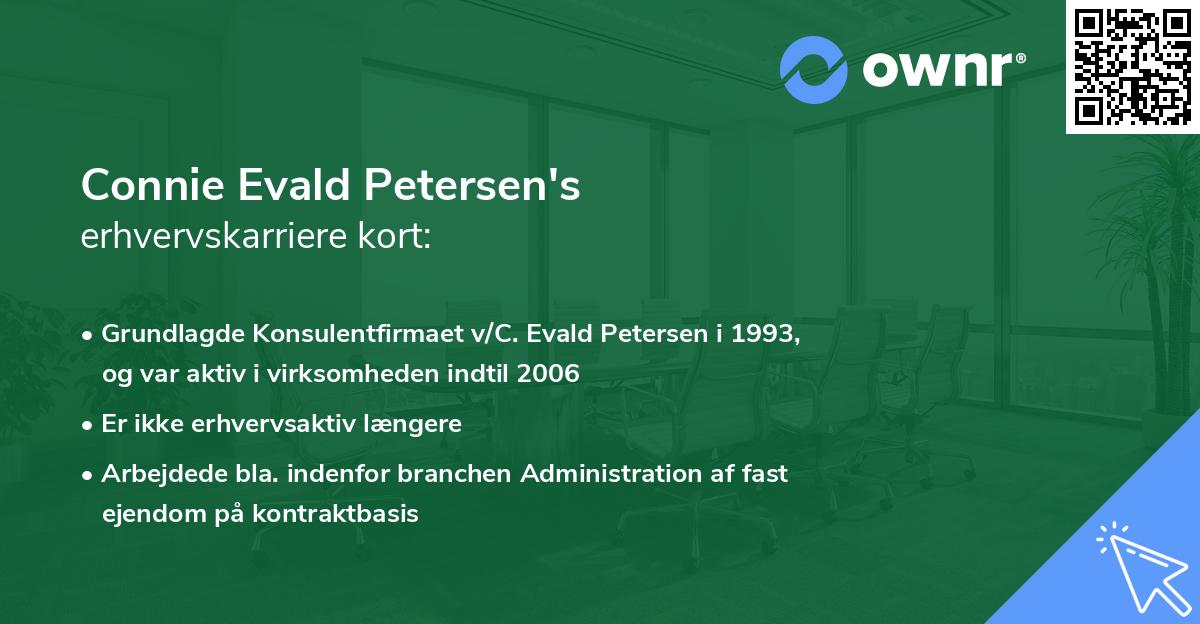 Connie Evald Petersen's erhvervskarriere kort