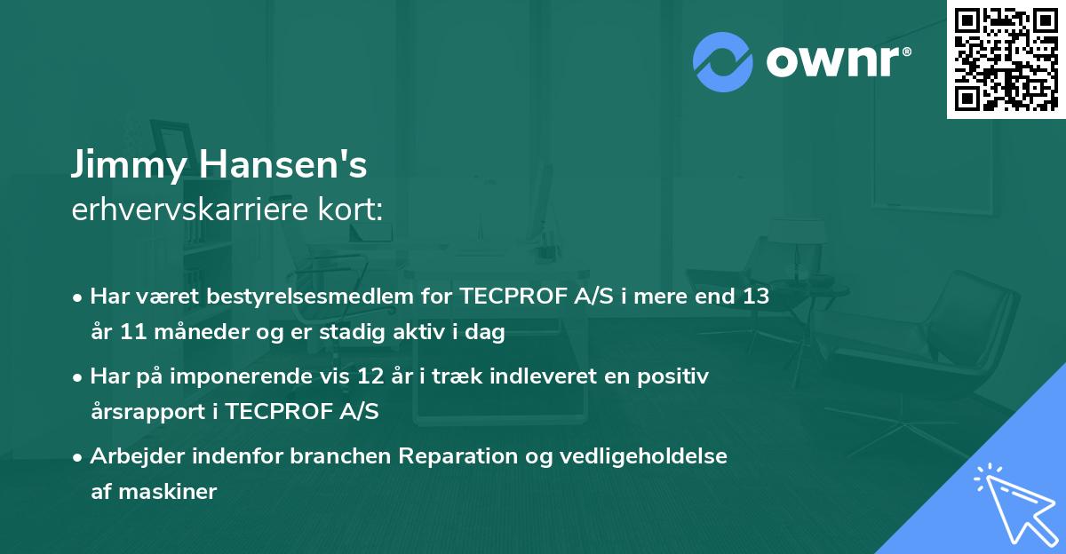 Jimmy Hansen's erhvervskarriere kort