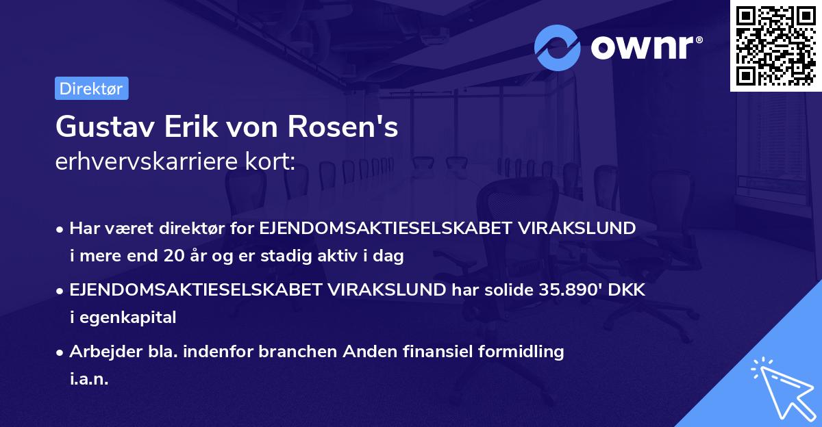 Gustav Erik von Rosen's erhvervskarriere kort