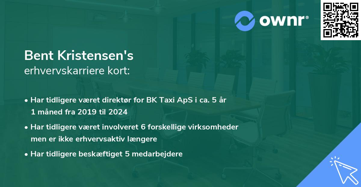 Bent Kristensen's erhvervskarriere kort