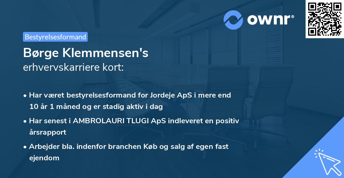 Børge Klemmensen's erhvervskarriere kort