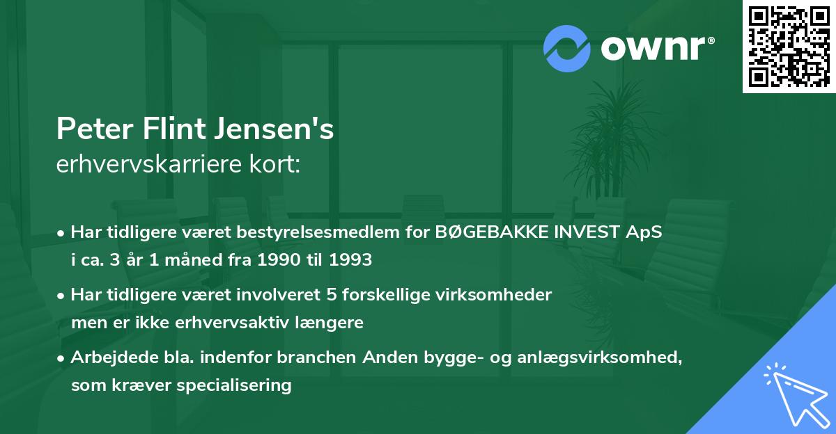 Peter Flint Jensen's erhvervskarriere kort
