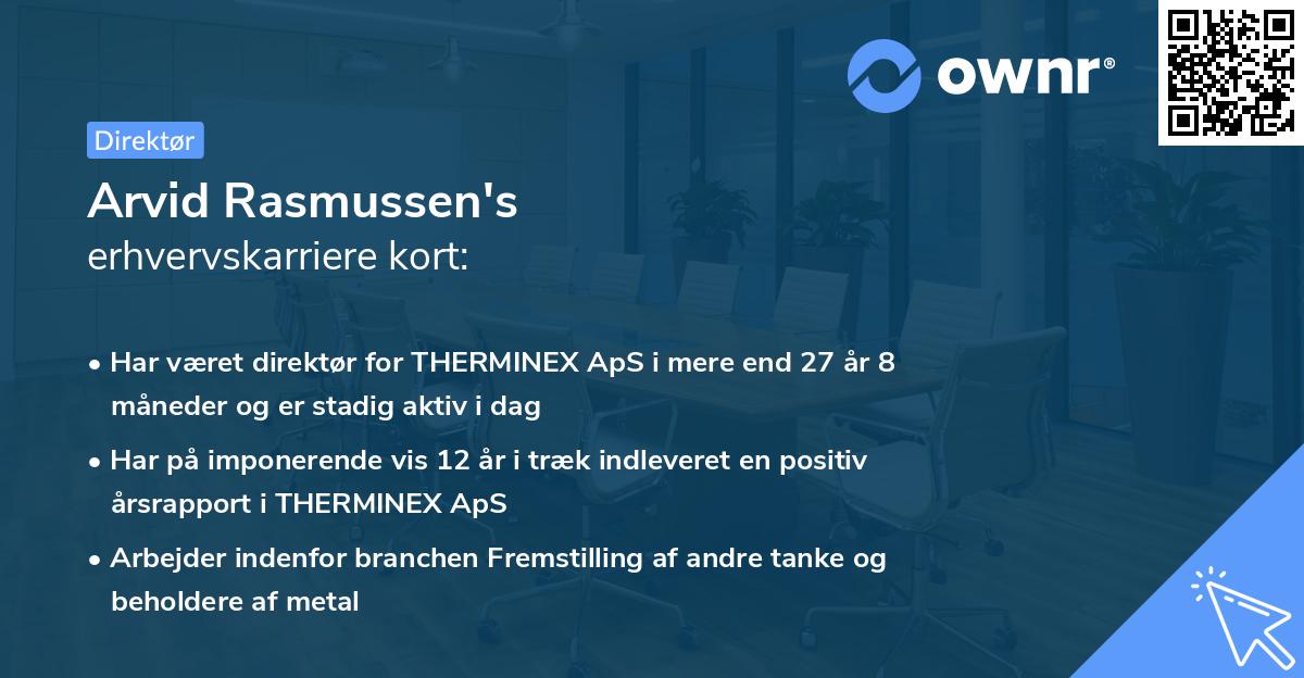 Arvid Rasmussen's erhvervskarriere kort