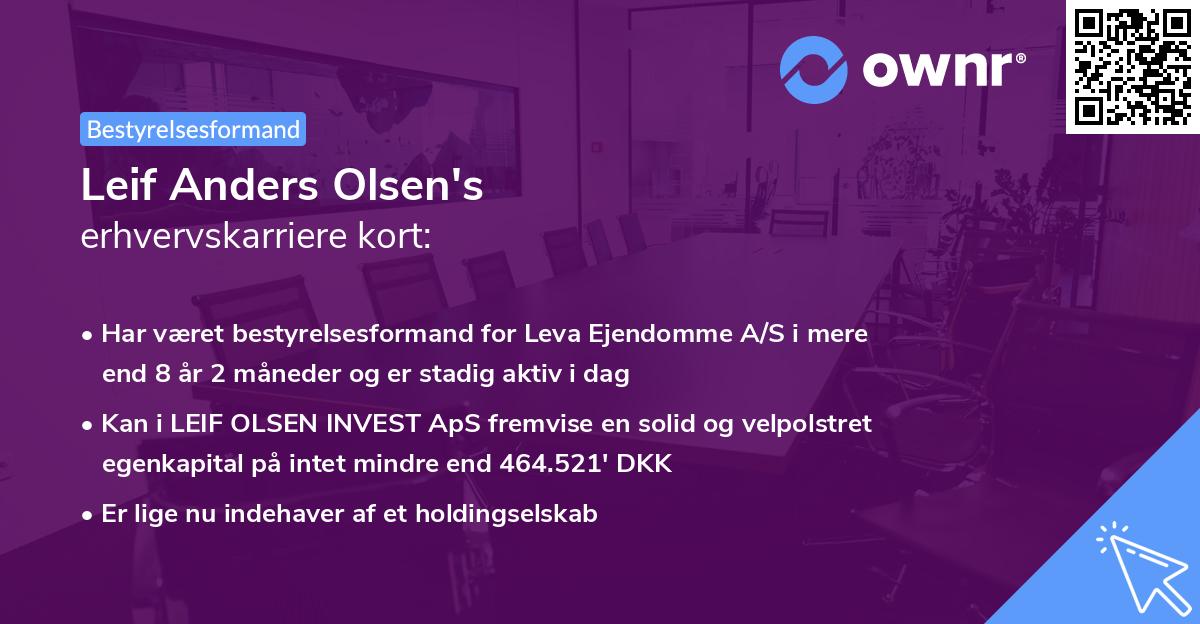 Leif Anders Olsen's erhvervskarriere kort