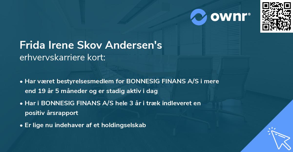 Frida Irene Skov Andersen's erhvervskarriere kort