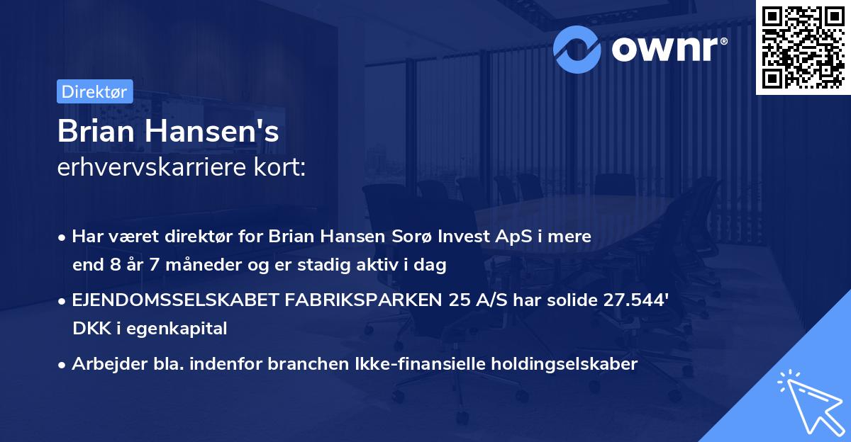 Brian Hansen's erhvervskarriere kort