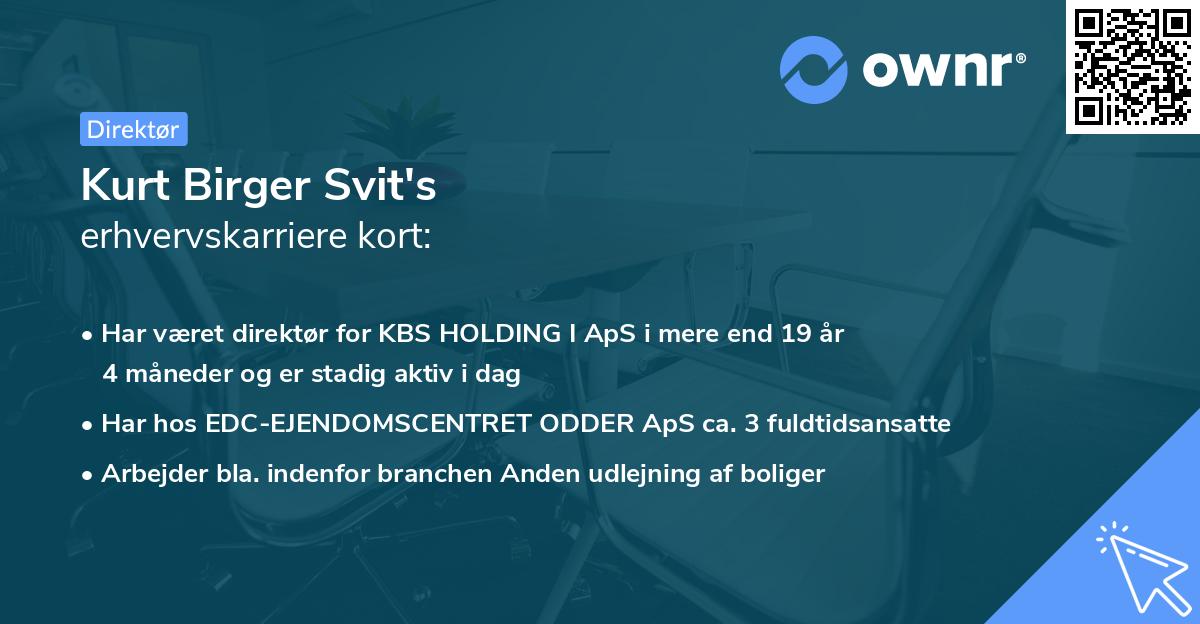 Kurt Birger Svit's erhvervskarriere kort