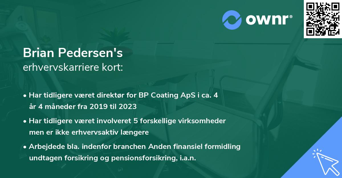 Brian Pedersen's erhvervskarriere kort