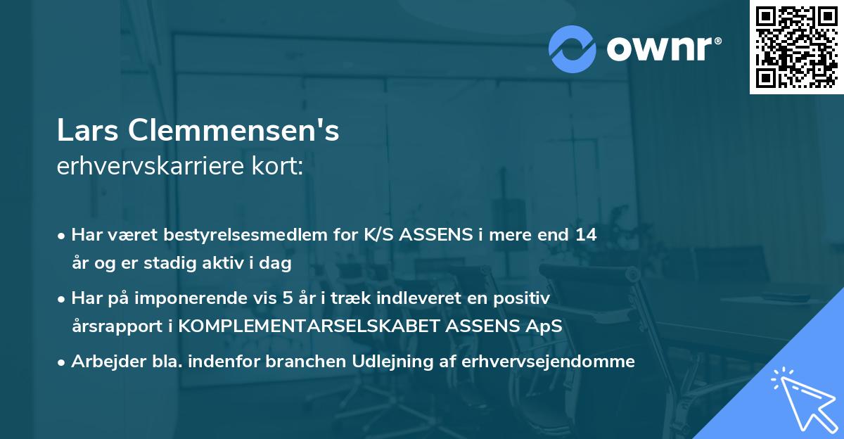 Lars Clemmensen's erhvervskarriere kort