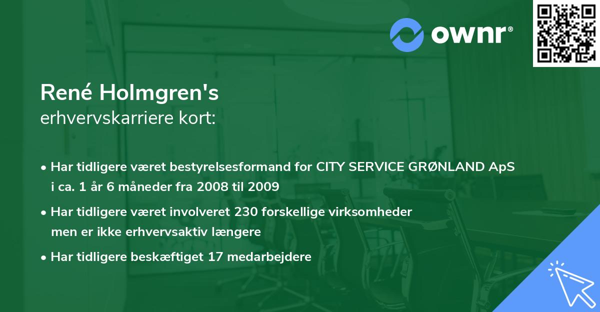 René Holmgren's erhvervskarriere kort