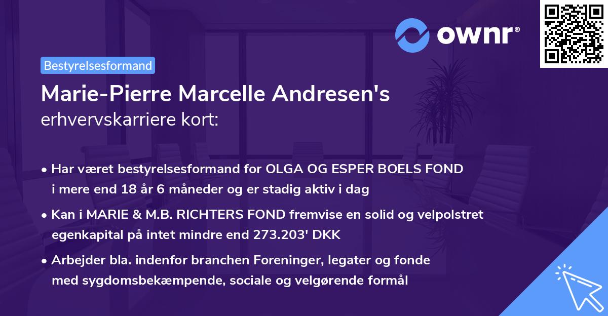 Marie-Pierre Marcelle Andresen's erhvervskarriere kort