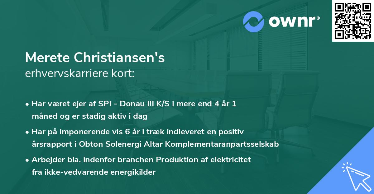 Merete Christiansen's erhvervskarriere kort