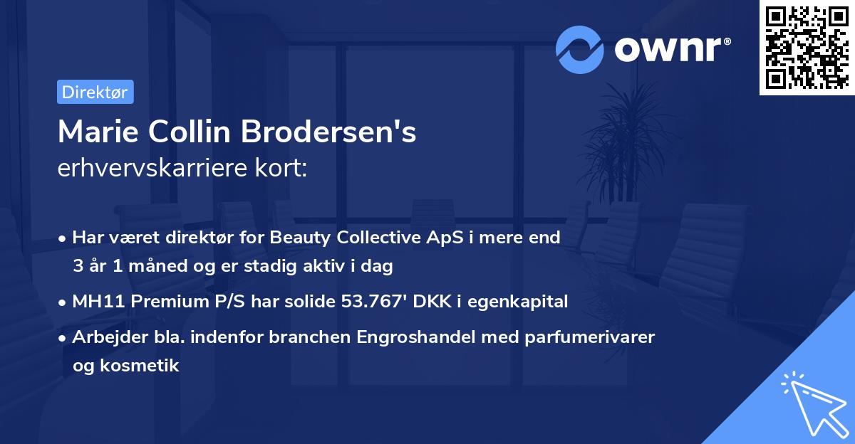Marie Collin Brodersen's erhvervskarriere kort
