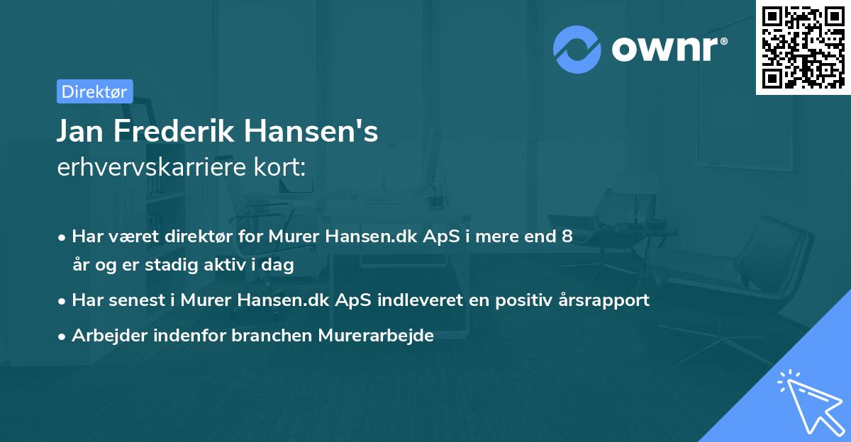 Jan Frederik Hansen's erhvervskarriere kort