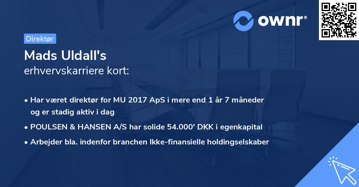 Mads Uldall's erhvervskarriere kort