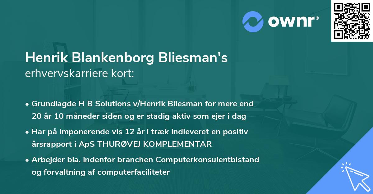 Henrik Blankenborg Bliesman's erhvervskarriere kort