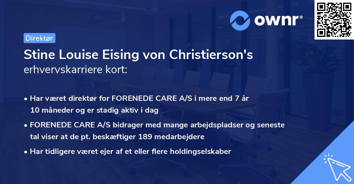 Stine Louise Eising von Christierson's erhvervskarriere kort