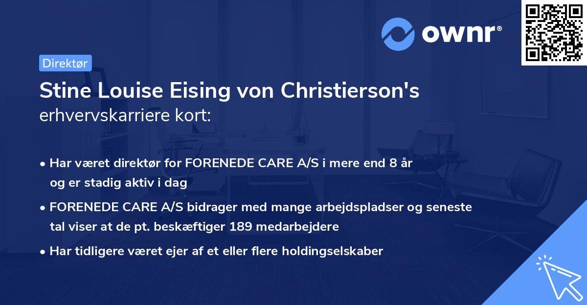 Stine Louise Eising von Christierson's erhvervskarriere kort