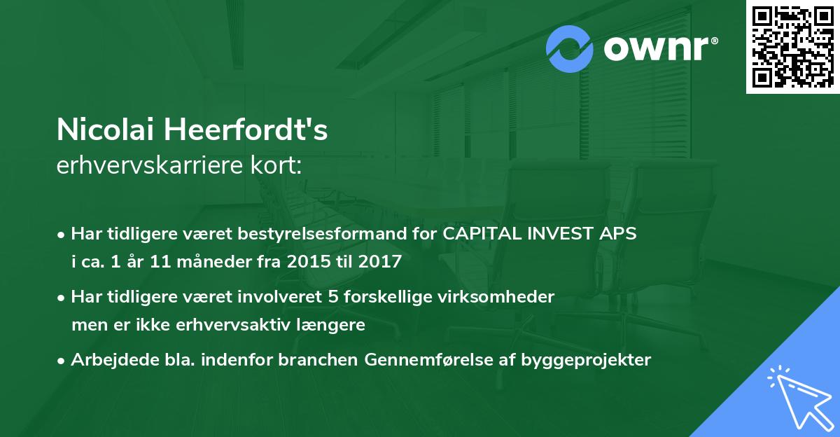 Nicolai Heerfordt's erhvervskarriere kort