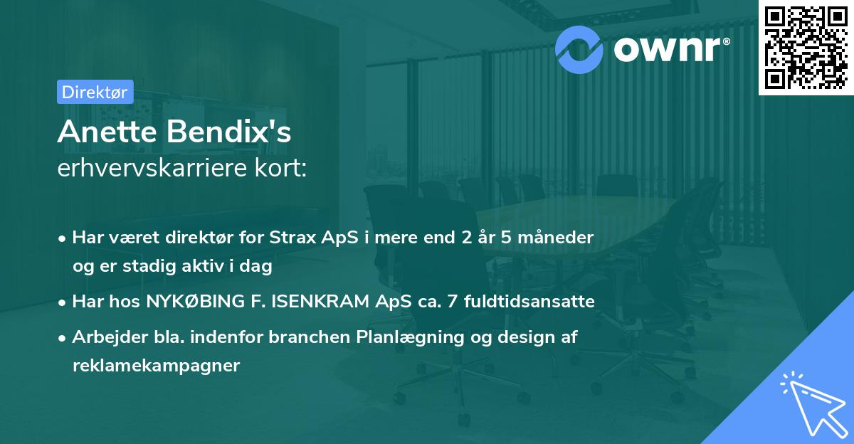 Anette Bendix's erhvervskarriere kort