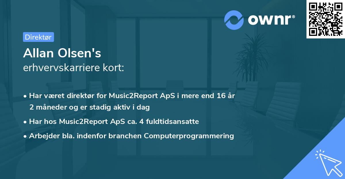 Allan Olsen's erhvervskarriere kort