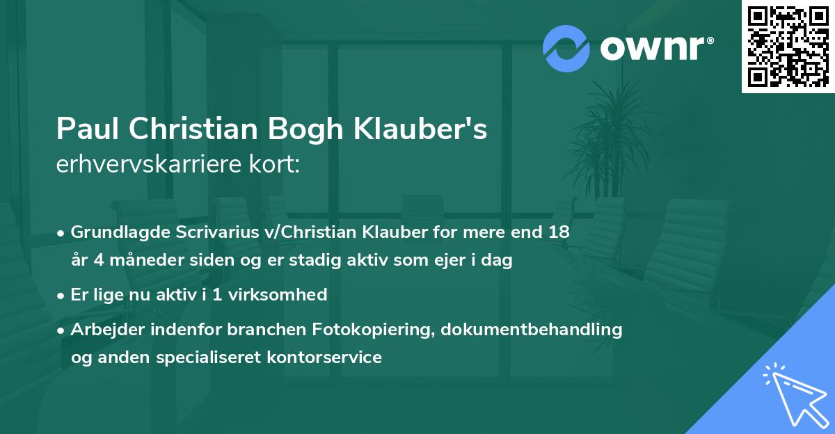 Paul Christian Bogh Klauber's erhvervskarriere kort