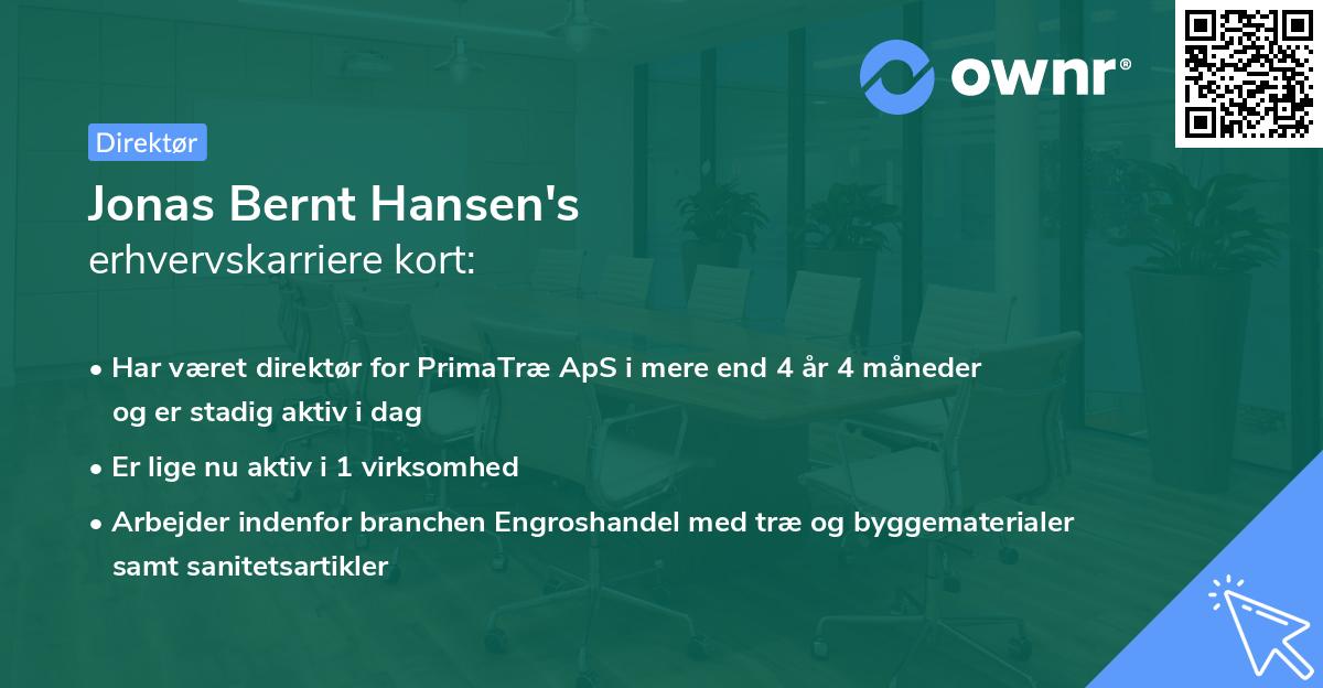 Jonas Bernt Hansen's erhvervskarriere kort