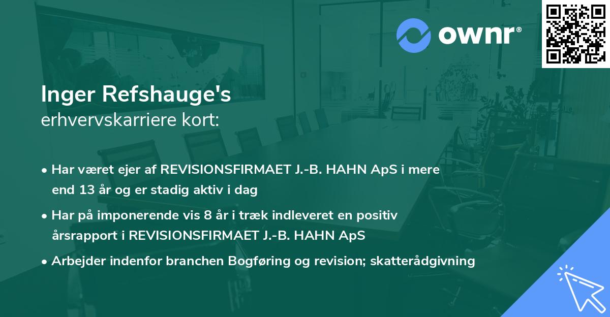 Inger Refshauge's erhvervskarriere kort