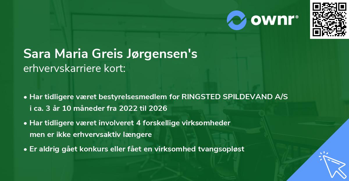 Sara Maria Greis Jørgensen's erhvervskarriere kort