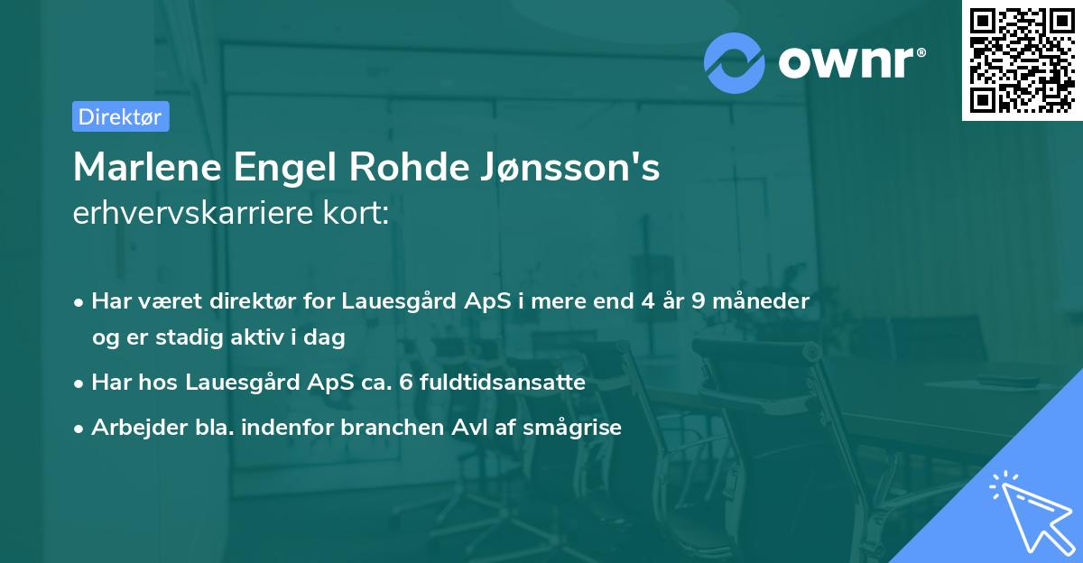 Marlene Engel Rohde Jønsson's erhvervskarriere kort