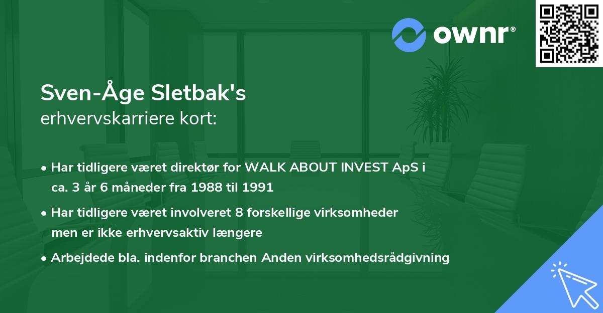 Sven-Åge Sletbak's erhvervskarriere kort
