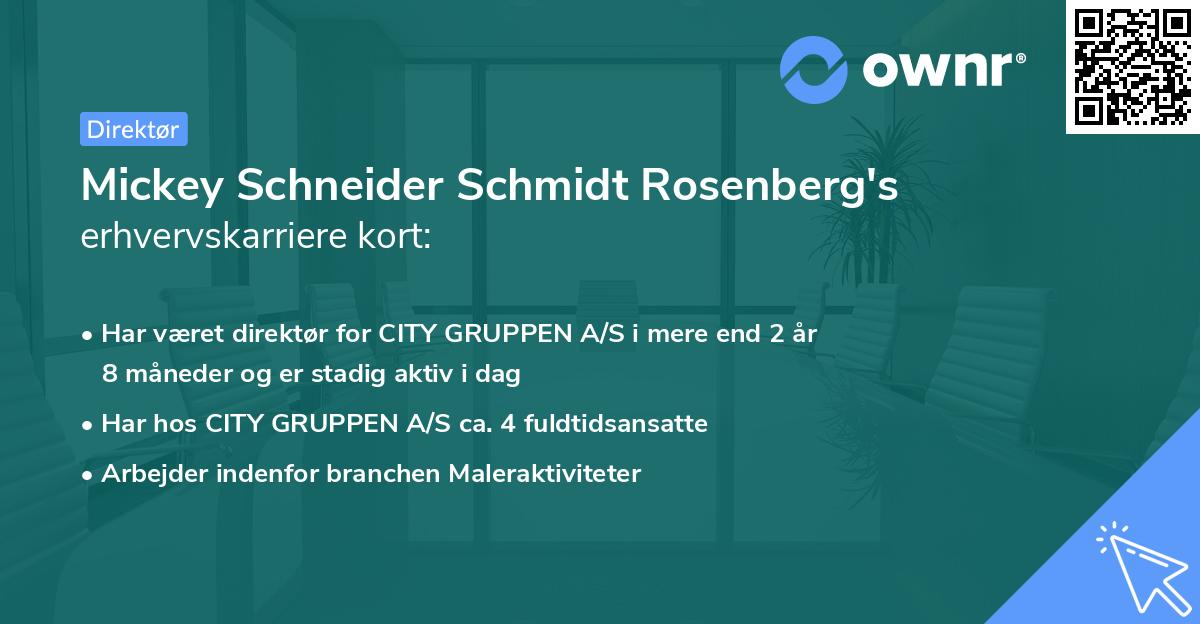 Mickey Schneider Schmidt Rosenberg's erhvervskarriere kort