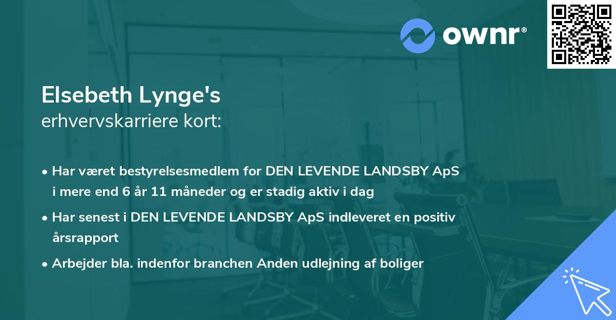 Elsebeth Lynge's erhvervskarriere kort